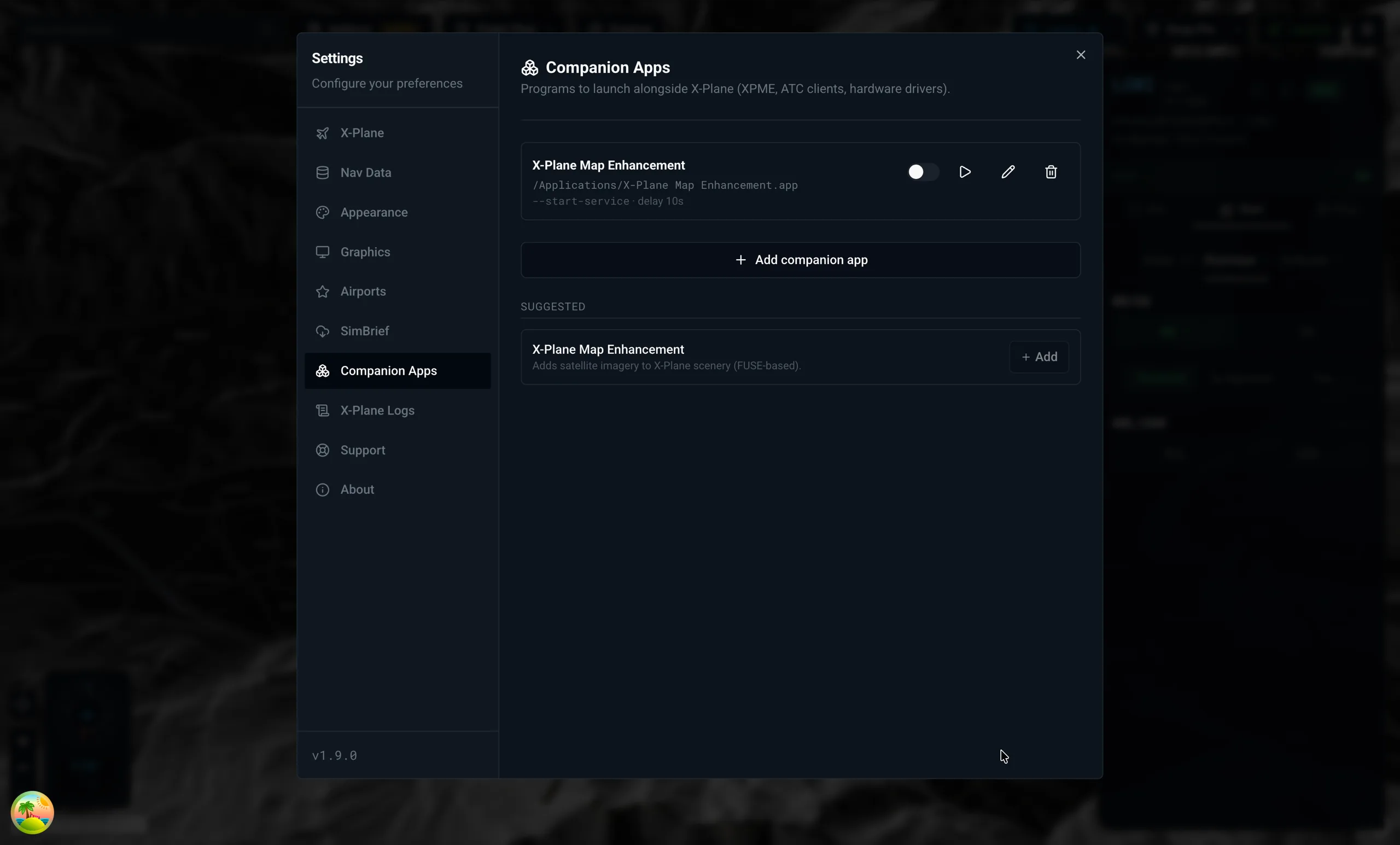 X-Dispatch companion apps settings section.