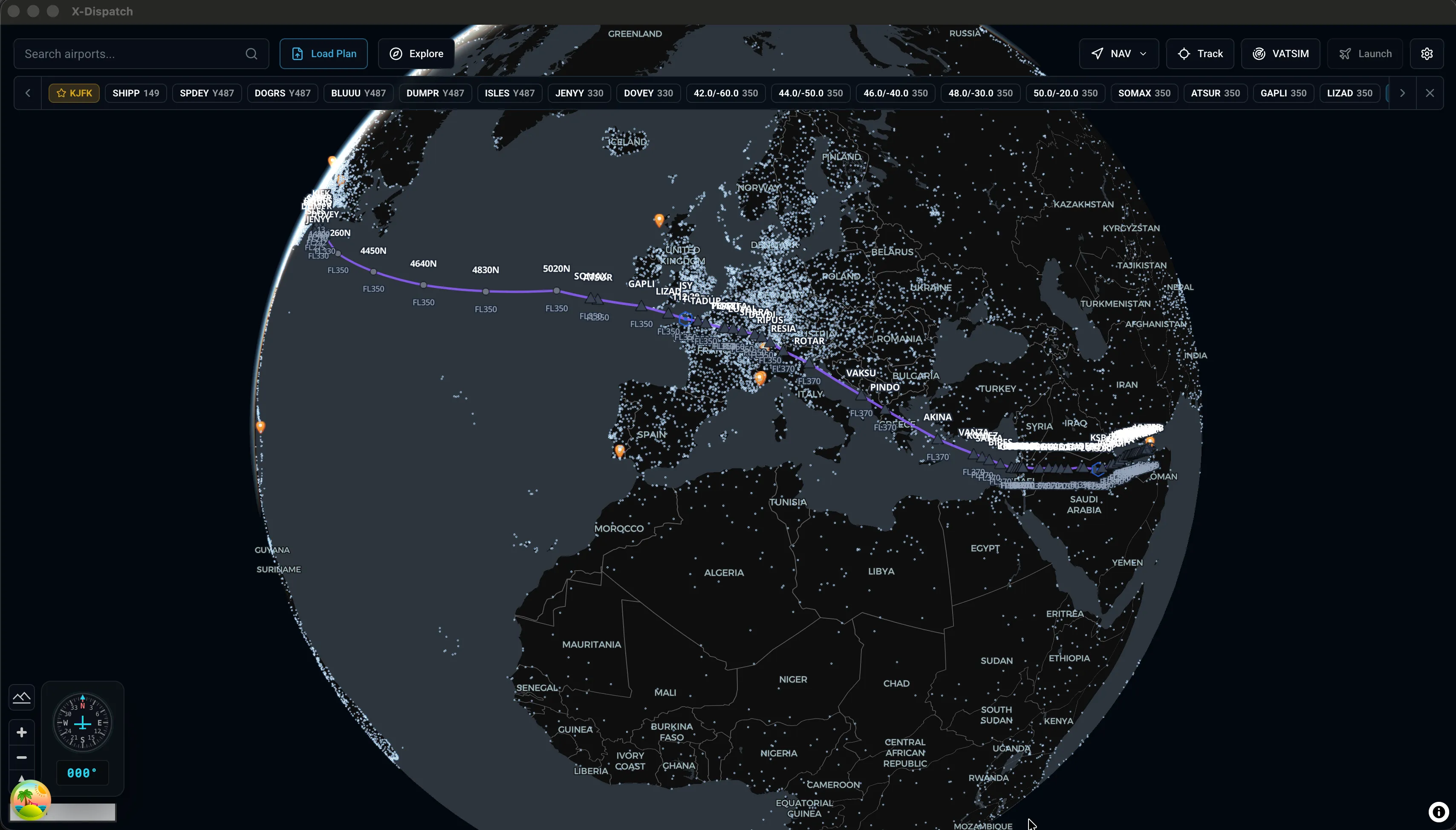X-Dispatch: Flight plans on the globe
