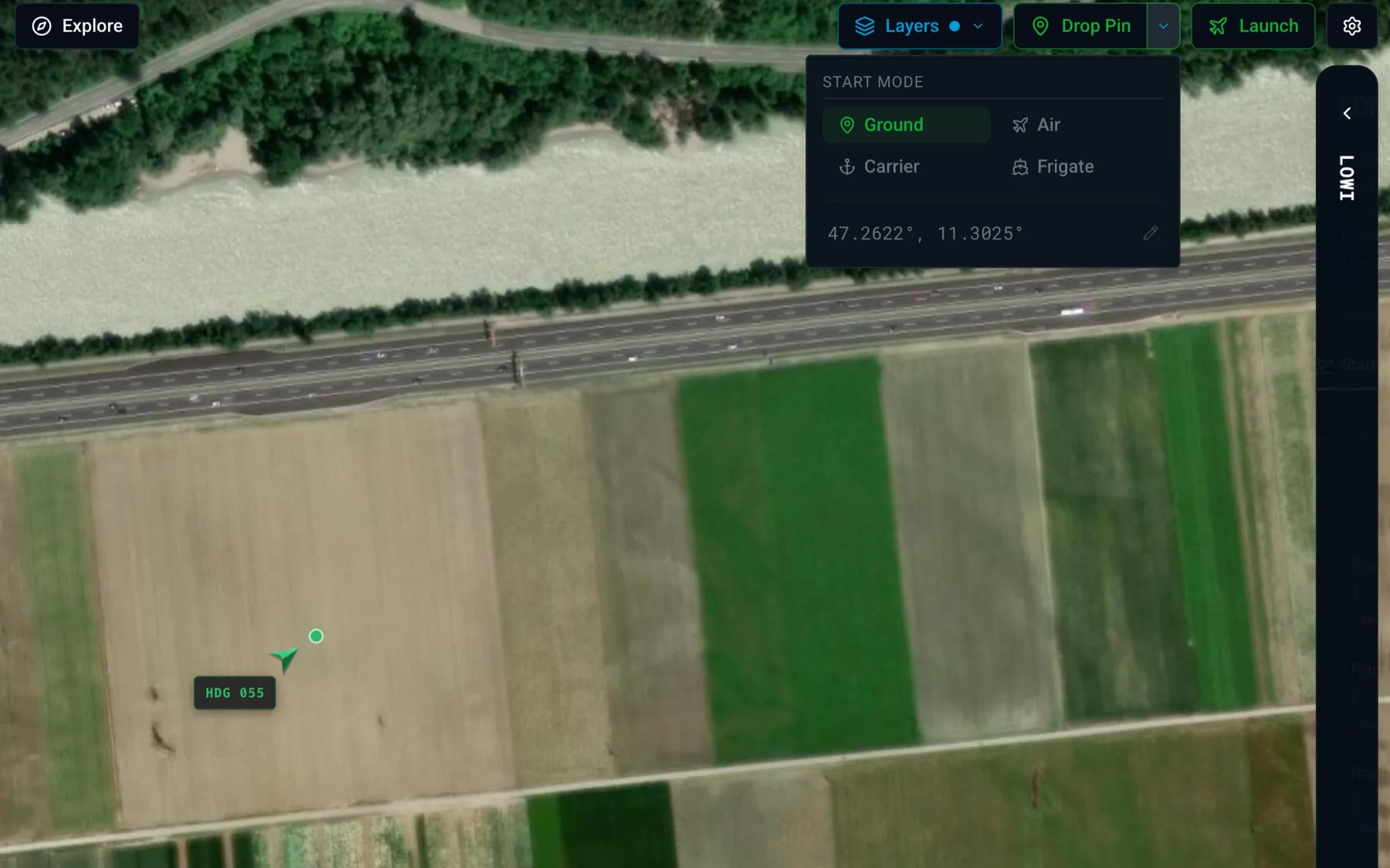 X-Dispatch pin drop controls for choosing a custom start position.